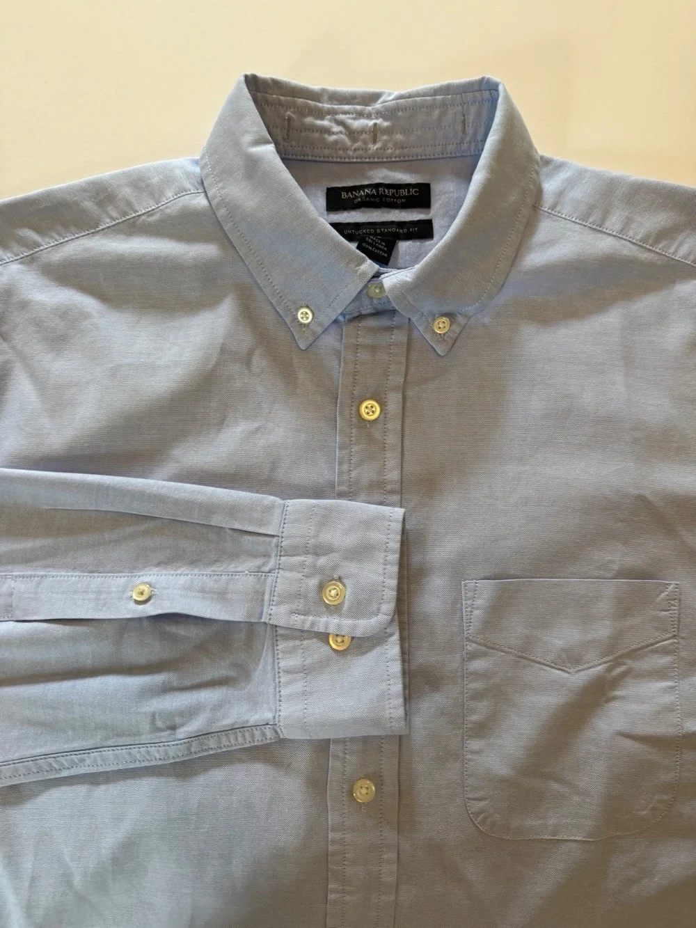 Banana Republic Organic Cotton Untucked Standard Button-Down Shirt Large